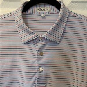 Peter Millar Summer Comfort Striped Polo Size L READ